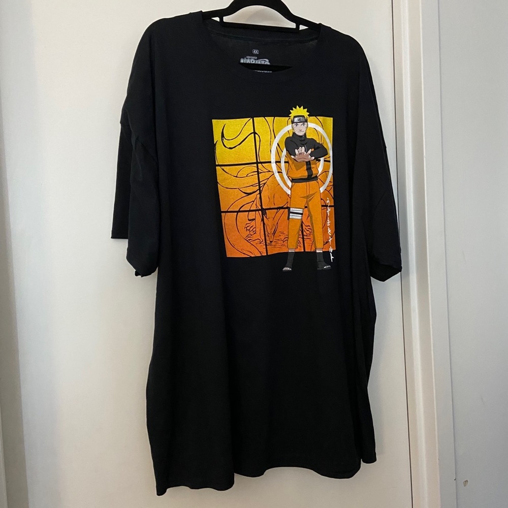 Men’s Naruto Shippuden Naruto Uzumaki Black Tee Size 4XL
